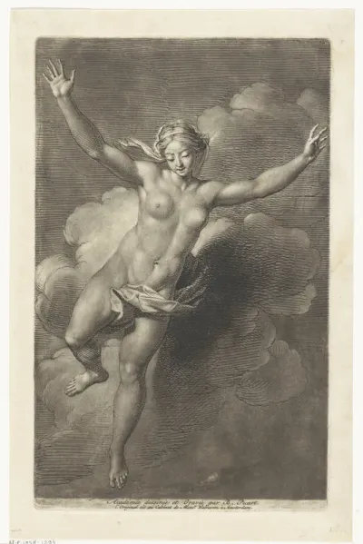 Naakte vrouw in de wolken