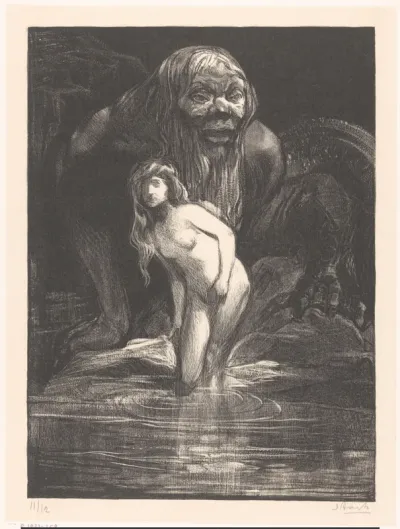 Naakte vrouw met monster, mogelijk Andromeda en Ceto
