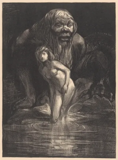 Naakte vrouw met monster, mogelijk Andromeda en Ceto