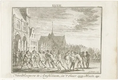 Naaktlopers op de Dam te Amsterdam, 1535