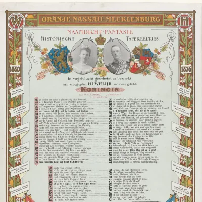 Naamdicht op Wilhelmina, koningin der Nederlanden, en Hendrik van Mecklenburg-Schwerin