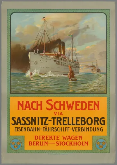 Nach Schweden via Sassnitz-Trelleborg Eisenbahn-Fahrschiff-Verbindung. Direkte waqgen Berlin Stockholm.