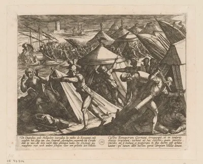 Nachtelijk overval op het legerkamp van Cerialis waarbij zijn schip wordt buitgemaakt, 69-70