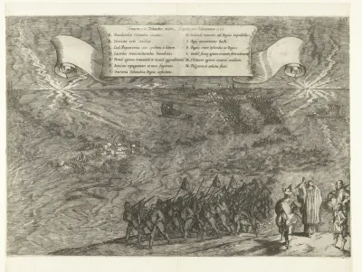 Nachtelijk tocht van Spaanse soldaten door het water naar Duiveland, 1575