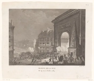 Nachtelijk tumult tijdens de Franse Revolutie in Parijs