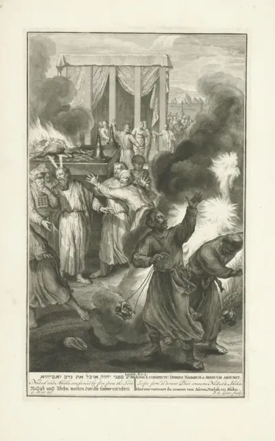 Nadab en Abihu gedood door vlammen
