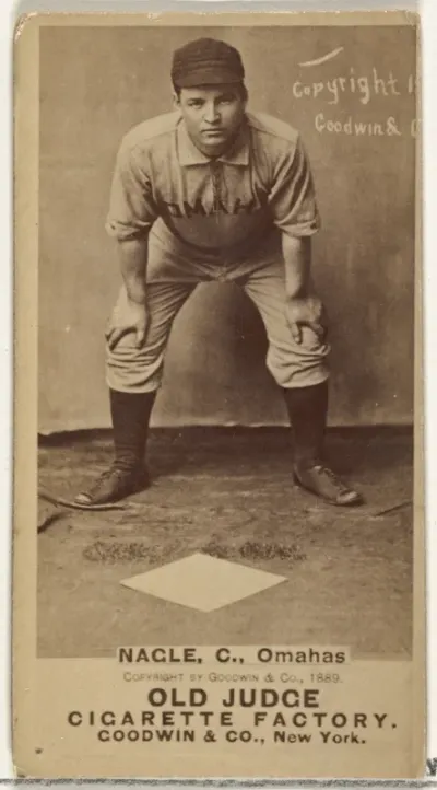 Nagle, Catcher, Omaha Omahogs/ Lambs, from the Old Judge series (N172) for Old Judge Cigarettes