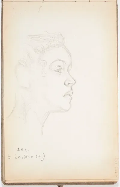 Naisen pää. Todennäköisesti n. 1908-09.