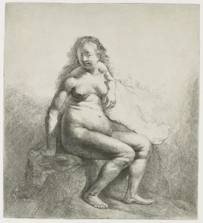 Naked woman on a mound