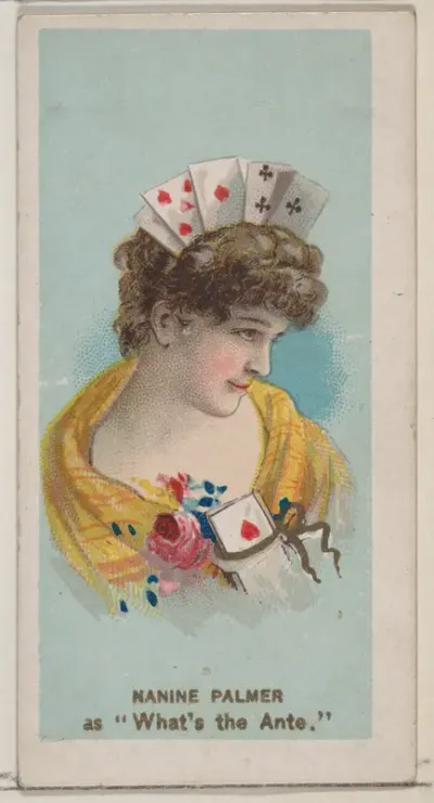 Nanine Palmer as "What's the Ante," from the series Fancy Dress Ball Costumes (N73) for Duke brand cigarettes