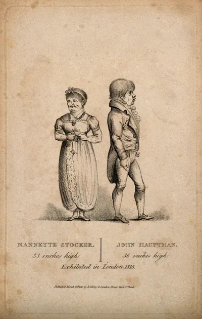 Nannette Stocker and John Hauptman, dwarf musicians exhibiting together in London