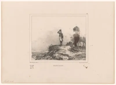 Napoleon bekijkt zijn troepen vanaf een heuvel