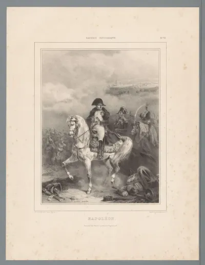 Napoleon Bonaparte I te paard op het slagveld