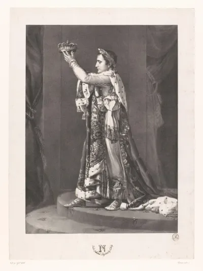 Napoleon Bonaparte met de keizerskroon in handen