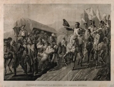 Napoléon Bonaparte saluting wounded enemy soldiers