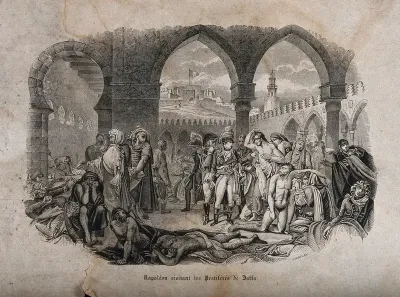 Napoleon Bonaparte visiting plague-stricken soldiers at Jaffa in 1799