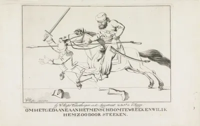 Napoleon door een kozak doorstoken, 1813