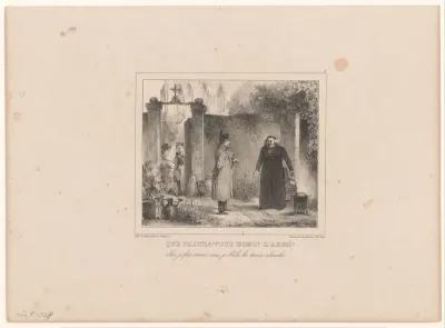 Napoleon met een priester die koffiebonen brandt