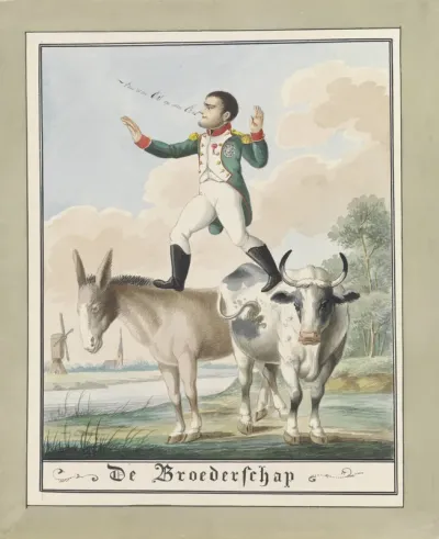 Napoleon stapt van de os op de ezel, 1815