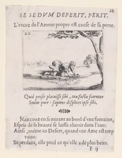 Narcisse se Mirant dans l'Eau (Narcissus Looking at Himself in the Water), plate 22 from "Lux Claustri ou La Lumière du Cloitre" (The Light of the Cloisters)