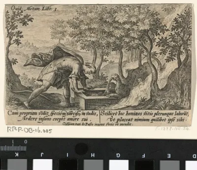 Narcissus verliefd op zijn eigen spiegelbeeld