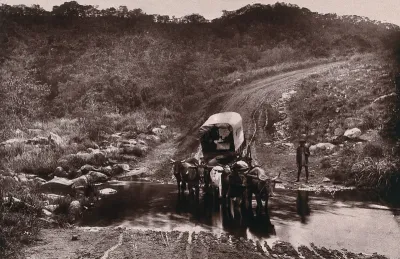Natal, South Africa: a wagon crossing the Umkomas River