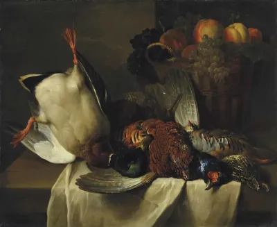 Nature morte au colvert et aux faisans