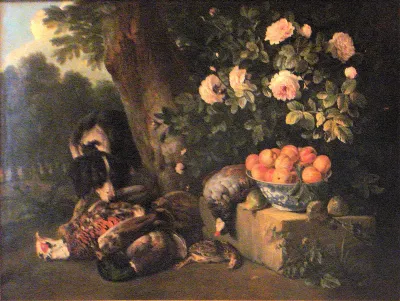 Nature morte au gibier et à la coupe de porcelaine