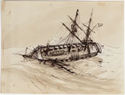 Navio brasileiro tombado