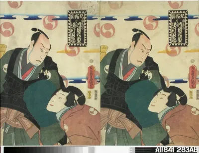 Näyttelijät Sawamura Tanosuke ja Kataoka Gado näytelmässä Kanadehon chusingura (Uskolliset vasallit)