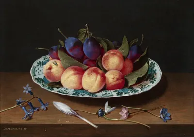 Nectarines and plums in a Wan Li dish
