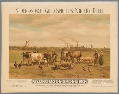 Nederlandsche Gist- en Spiritus Fabriek te Delft. Gedroogde spoeling.