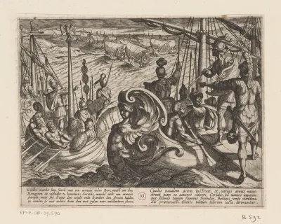 Nederlandse en Romeinse schepen op de Rijn