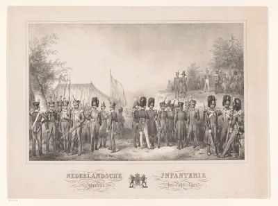 Nederlandse Infanterie bij een tentenkamp