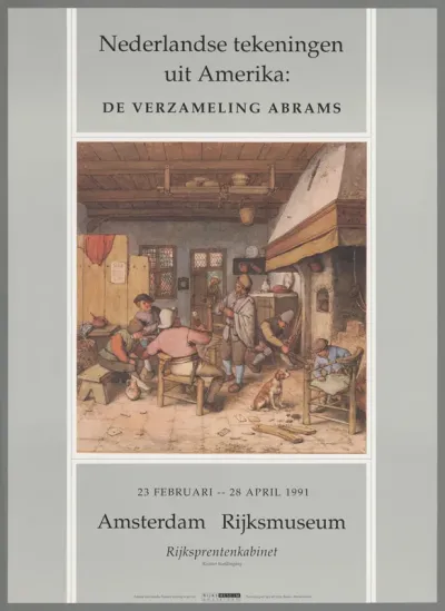 Nederlandse tekeningen uit Amerika; de verzameling Abrams. 23 februari - 28 april 1991 Amsterdam Rijksmuseum, Rijksprentenkabinet, rechter hoofdingang.