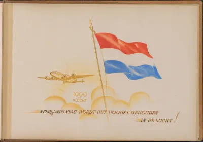 Nederlandse vlag naast KLM-toestel
