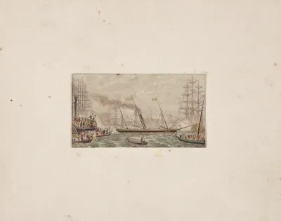 Needle-box Print:  The Royal Fleet in Kilkenny Bay (?)