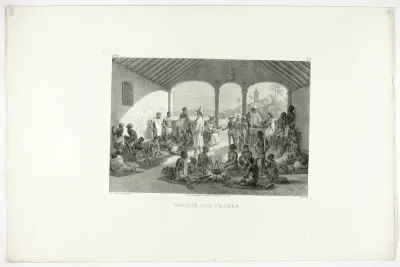 Negro Market, plate five from Customs and traditions of the Negroes, volume 4 of Voyage pittoresque dans le Brésil
