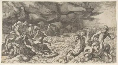 Neptune calming the Tempest Aeolus raised against the Fleet of Aeneas