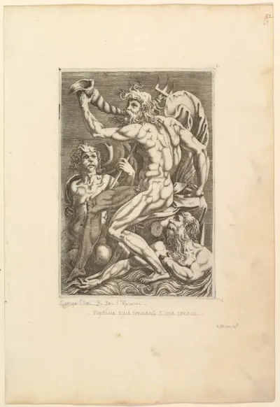 Neptune Seated Blowing a Conch Shell