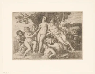 Neptunus en Amphitrite te midden van badende nimfen en meermannen
