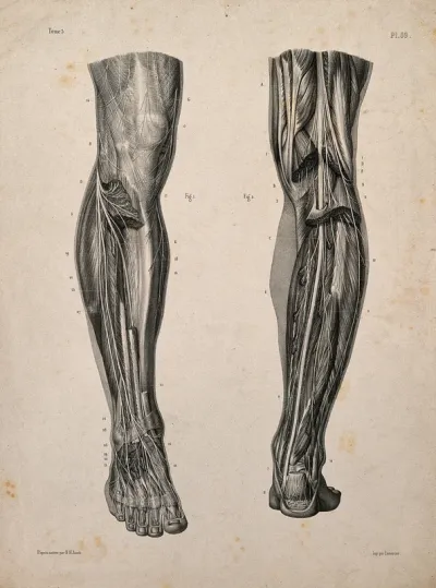 Nerves and muscles of the legs: two figures