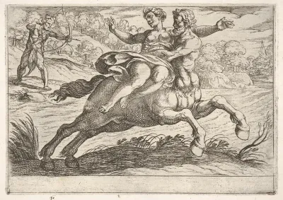 Nessus attempting to take Dejanira from Hercules, from "The Labors of Hercules"