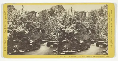 Nevada Fall (700 feet high), From Foot-Bridge, after Snow Storm in July, No. 1208 from the series "California -- Yo-Semite Valley"