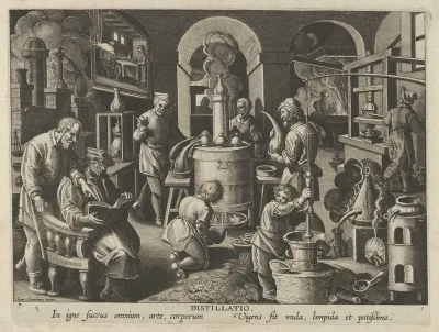 New Inventions of Modern Times [Nova Reperta], The Invention of Distillation, plate 7