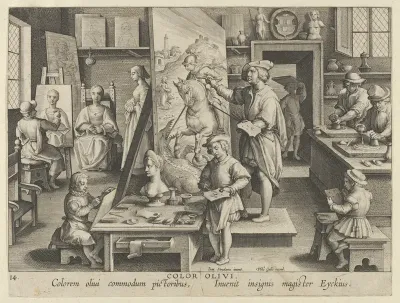 New Inventions of Modern Times [Nova Reperta], The Invention of Oil Painting, plate 14
