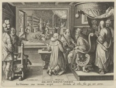 New Inventions of Modern Times [Nova Reperta], The Production of Silk, plate 8