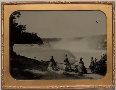 Niagara Falls with well-dressed group