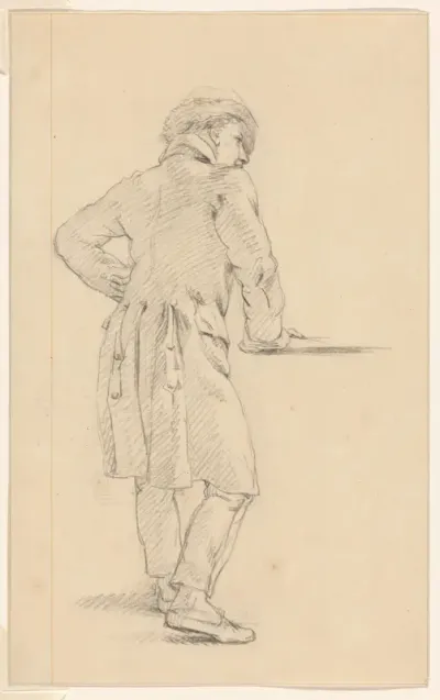 Nicolaas Pieneman staand bij een tafel