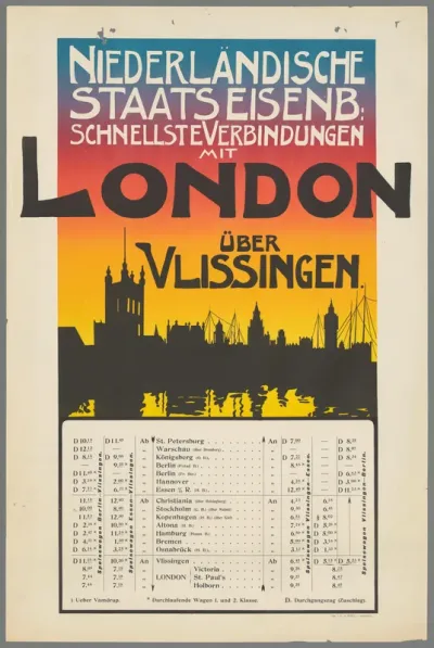 Niederländische Staatseisenb. Schnellste Verbindungen mit London über Vlissingen.